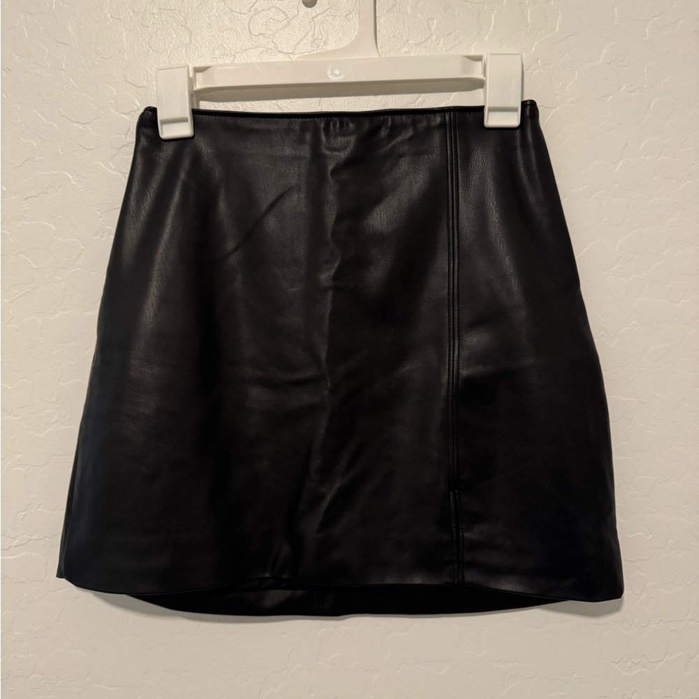 Hollister Black A-Line Faux Leather Skirt